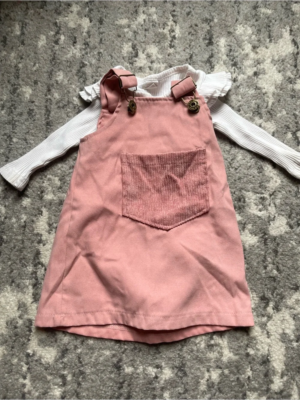 Girls Pink Pinafore Dress with Front Pocket baby size 3-6 months